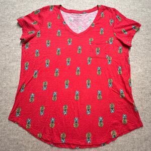 Torrid Classic Fit Pineapple Pocket V-Neck Tee Red Size 0‎